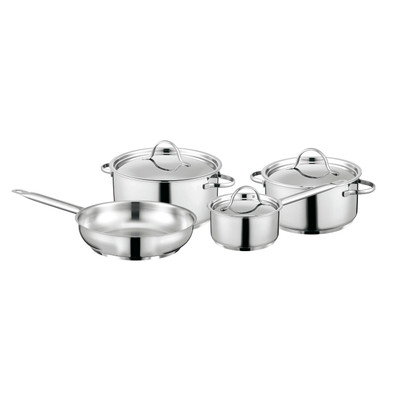 BergHOFF Belly Shape 18/10 Stainless Steel 6.25 Sauce Pan with Glass Lid  1.5Qt.