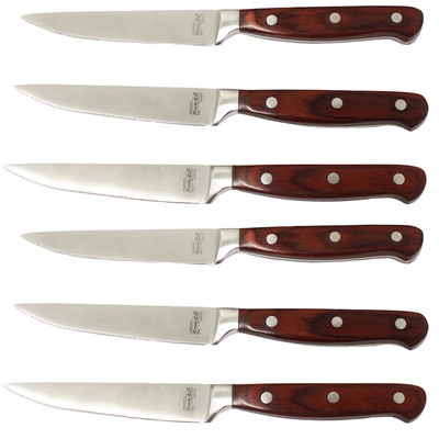 BergHOFF Pakka Wood 6 piece Stainless Steel Steak Knives, 12"