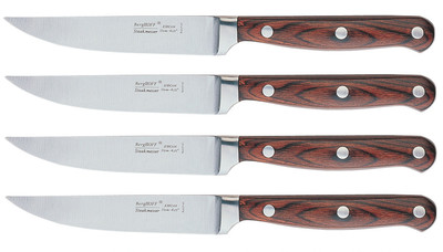 BergHOFF Pakka Wood 4 piece Stainless Steel Steak Knives, 12"