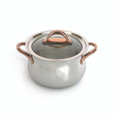 BergHOFF Ouro Gold 18/10 Stainless Steel 8" Casserole with Glass Lid