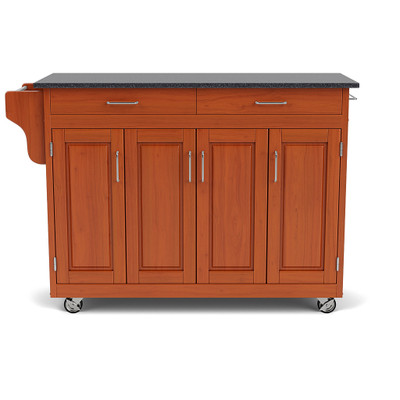 Create-A-Cart Kitchen Cart - Brown Wood with Black Granite Top