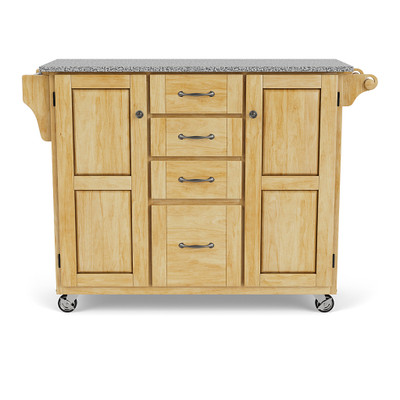 Create-A-Cart Kitchen Cart - Brown Wood with Granite Top