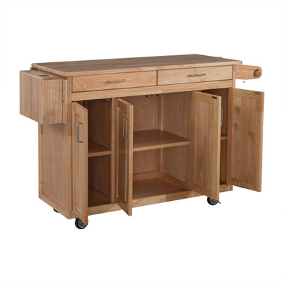 General Line Kitchen Cart - Brown with 3 Storage Areas and Adjustible Shelves