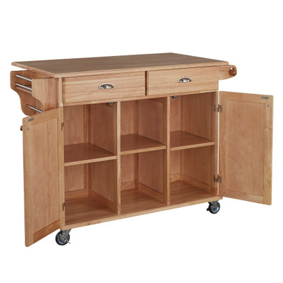 General Line Kitchen Cart - Brown with Drawers, Cabinets and Open Shelves