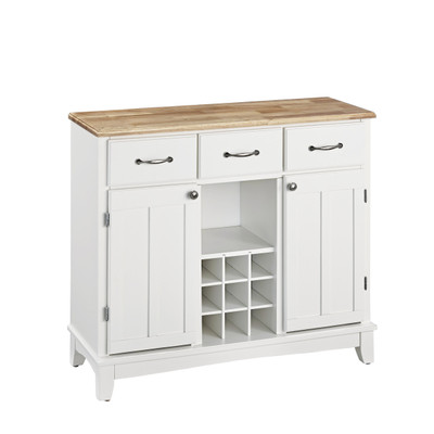 Hampton Buffet - Off-White Finish, Natural Wood Top