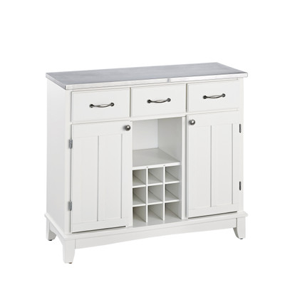 Hampton Buffet - Off-White Finish, Stainless Steel Top