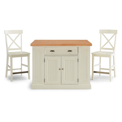 Hartford 3 Piece Kitchen Island Set - Off White