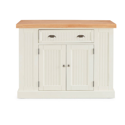 Hartford Kitchen Island - Off White with Maple Finish Solid Wood Top