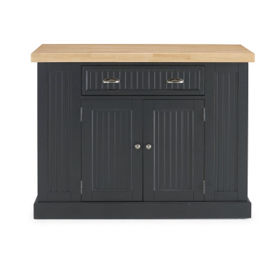 Hartford Kitchen Island - Black with Maple Finish Solid Wood Top