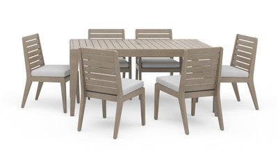 Sustain Outdoor Dining Table and Six Armless Chairs