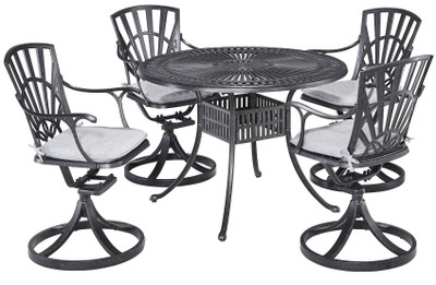 Grenada 5 Piece Outdoor Dining Set - 42" Diameter with 4 Swivel Chairs and Cushions