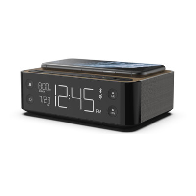 Alarm Clock and White Noise Machine with Wireless Charging, USB and USB-C Charging Outlets, and Bluetooth Speaker, Station A