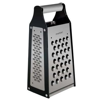 MoHA! by Widgeteer Evolution Quattro 4-Way Grater, Stainless Steel, Black (Pack of 6)
