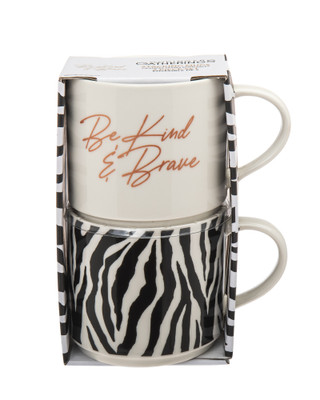 Be Kind And Brave 15.5oz Stacking Mugs, Set of 2