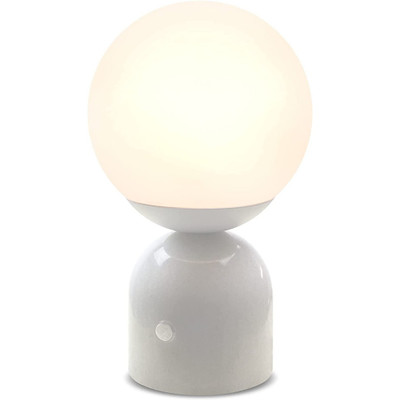 Mila LED Modern Decor Table Lamp with Frosted Glass Globe - White