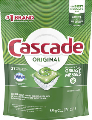 Cascade Dishwasher Detergent ActionPacs - Fresh Scent, 37 Count (Pack of 4)