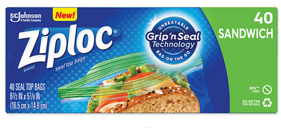 Ziploc Sandwich Bags - 6.5"x5.88", 40 Count (Pack of 12)
