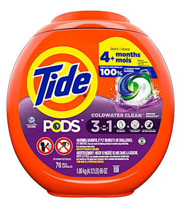 Tide PODS Liquid Laundry Detergent, Spring Meadow Scent, 76 Pods (Pack of 4)