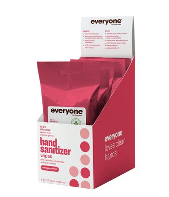 Everyone Hand Sanitizing Wipes, Ruby Grapefruit - 15 Count (Set of 36)