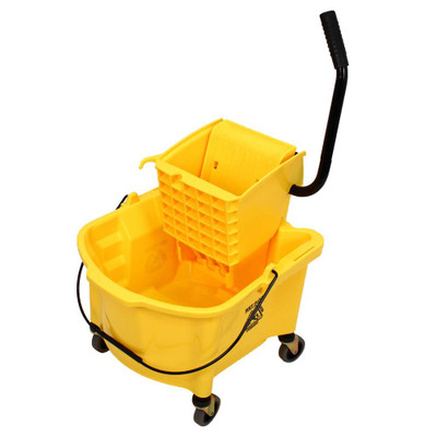 Commercial Grade Mop Bucket with Side Press Wringer, 26QT