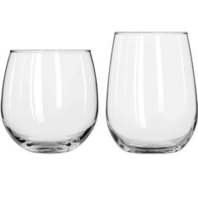 Libbey 12-Piece Stemless Wine Glass Party Set for Red and White Wines