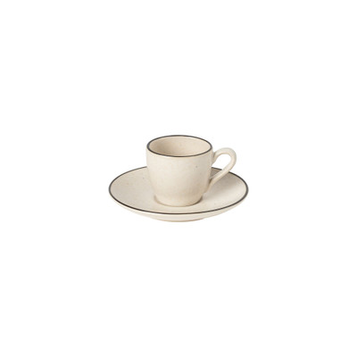 Augusta Natural-Black 3oz Coffee Cup & Saucer