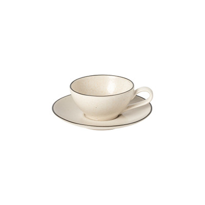 Augusta Natural-Black 7oz Tea Cup & Saucer