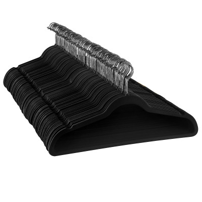 Elama Black Velvet Slim-Profile Heavy-Duty Hangers - Pack of 100