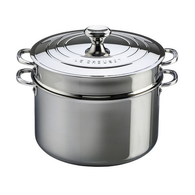 Le Creuset Stainless Steel 9 Qt. Stockpot with Lid & Deep 10" Colander Insert