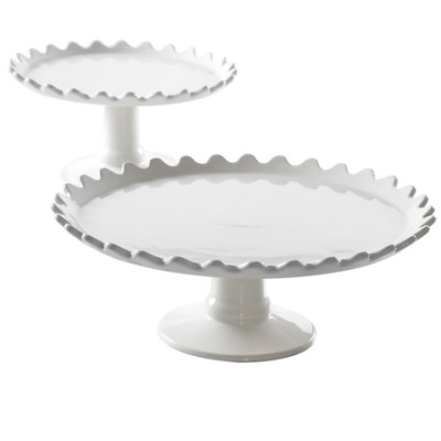 Martha Stewart 2 Piece Stoneware Cake Stand Set in White