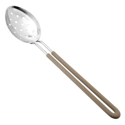 Martha Stewart Everyday Stainless Steel Slotted Spoon Kitchen Utensil in Taupe