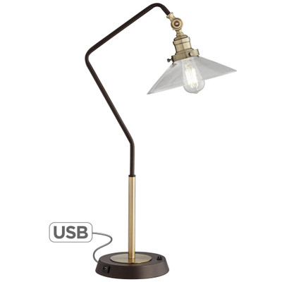 Industrial bronze & brass table lamp