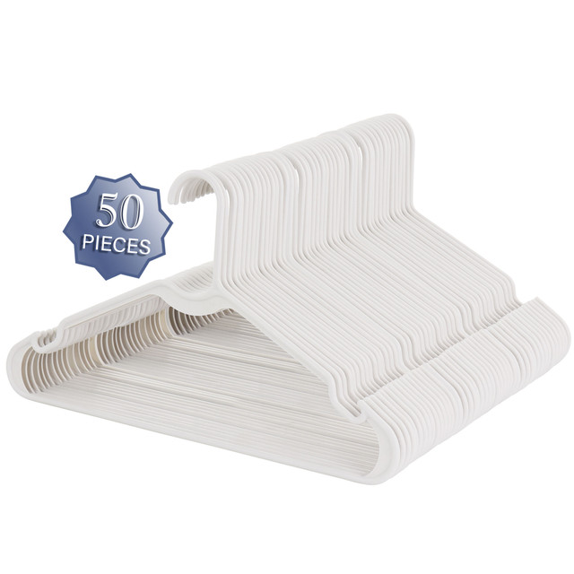 Elama Non Slip Hanger with U-slide in White and Black 50 Piece