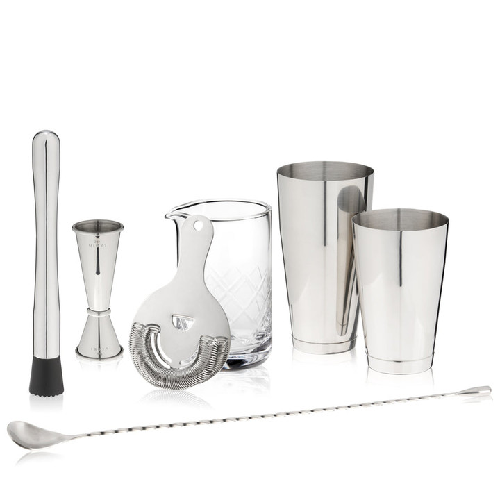 Viski 7-Piece Stainless Steel Barware Set