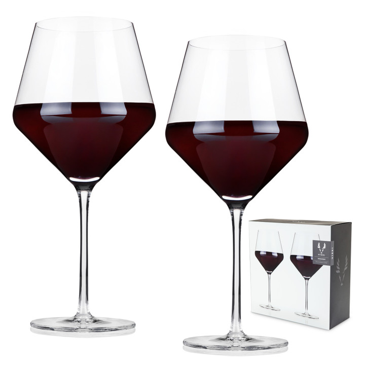 Angled Burgundy Crystal Wine Glass; 21 oz; Set of 2 (Case of 4 sets)