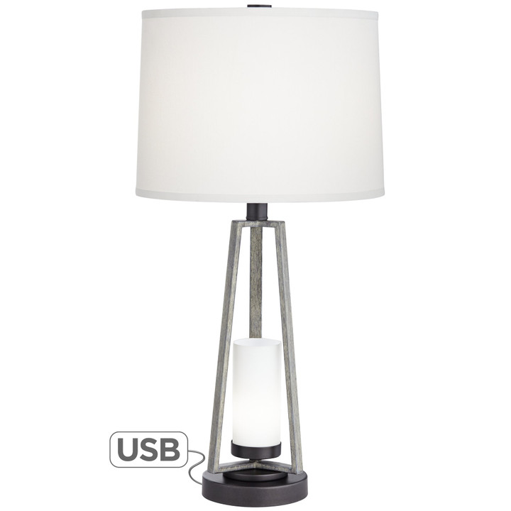 Metal and faux wood Table Lamp