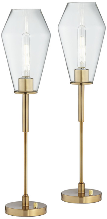 Clear glass uplight Table Lamp (set of 2)