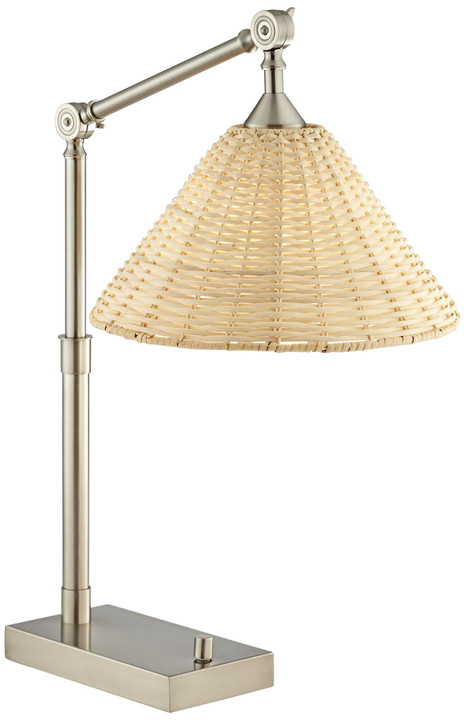 Brushed nickel with rattan shade Table Lamp