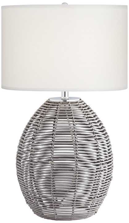 Oval grey basket Table Lamp