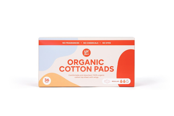 Aunt Flow Clean and Comfy Organic Cotton Pad with Wings (Box of 36)