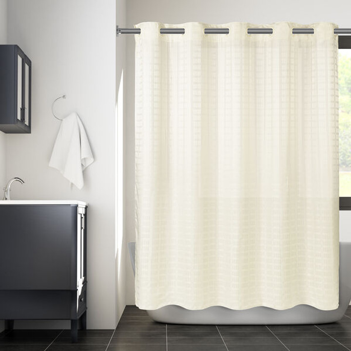 Hookless® Solid Boxed Stripe Shower Curtain, Beige, 71"x74" (Pack of 12)