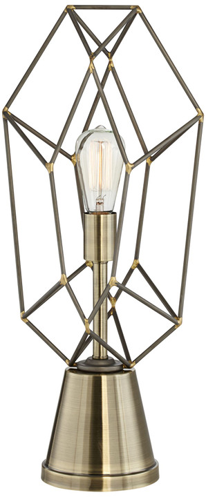 Caged uplight in Antique Brass Table Lamp