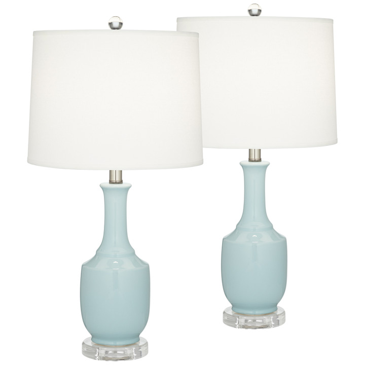 Set of 2 26.5" Ceramic in Light Blue Table Lamp