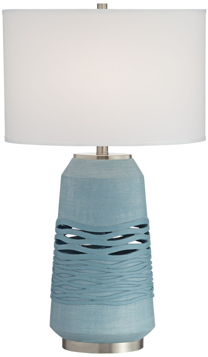Poly blue stream with brushed nickel Table Lamp