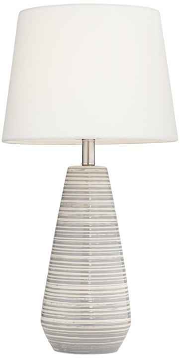 Grey and Cream Stripe Ceramic Table Lamp