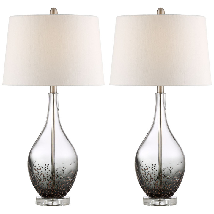 Ash Grey Glass and Crystal Table Lamp (Set of 2)