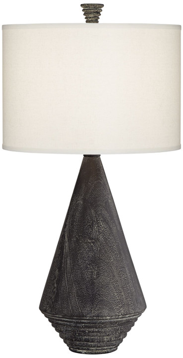 Poly wood texture pyramid table lamp