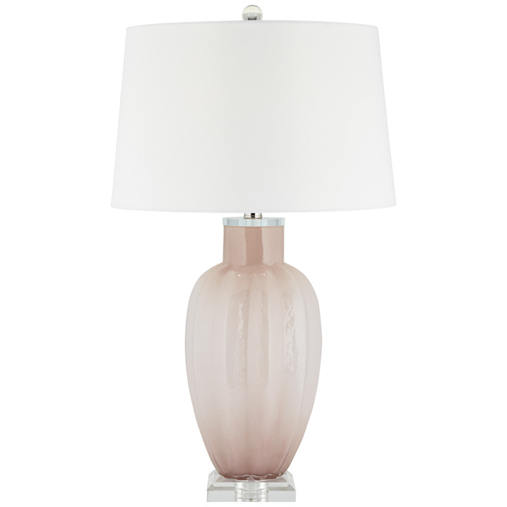 28.5" Blush Glass with Crystal Base Table Lamp