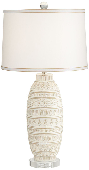 31" Almond Ceramic with Acrylic Table Lamp