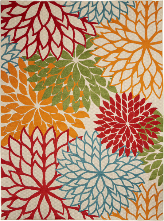 Inhaven Aloha Floral Green Indoor/Outdoor Rug